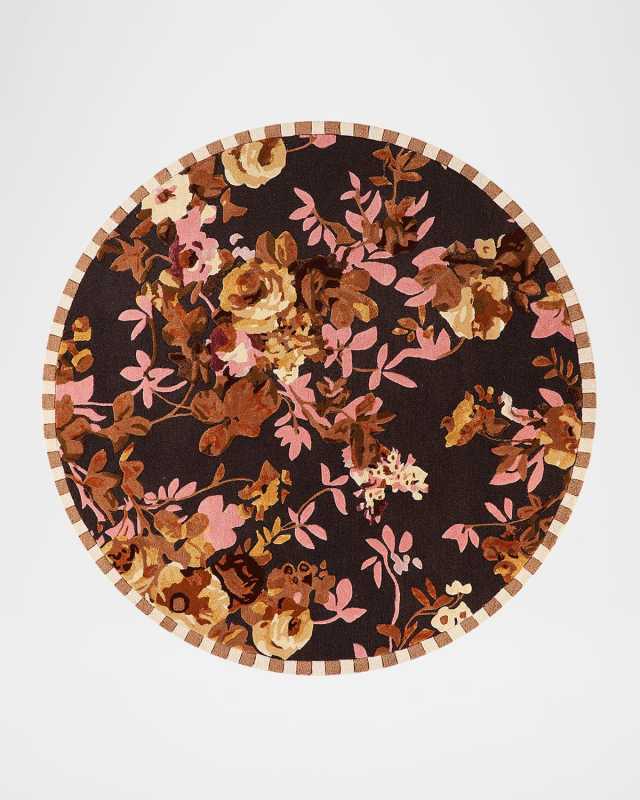 Wild Rose Floral Rug, 6' Round